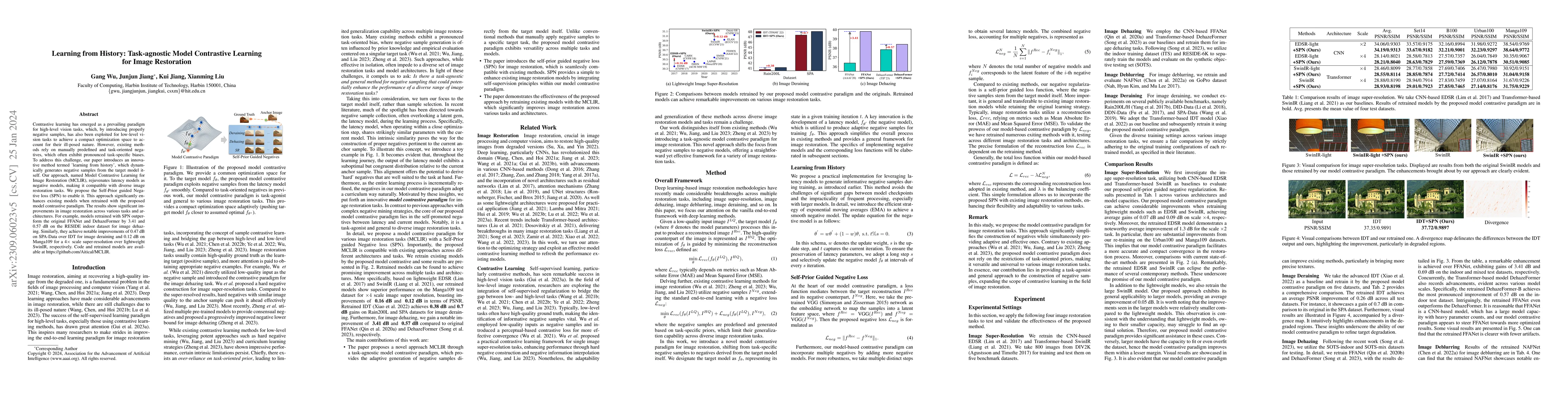 Thumbnail for Learning from History: Task-agnostic Model Contrastive Learning for
  Image Restoration