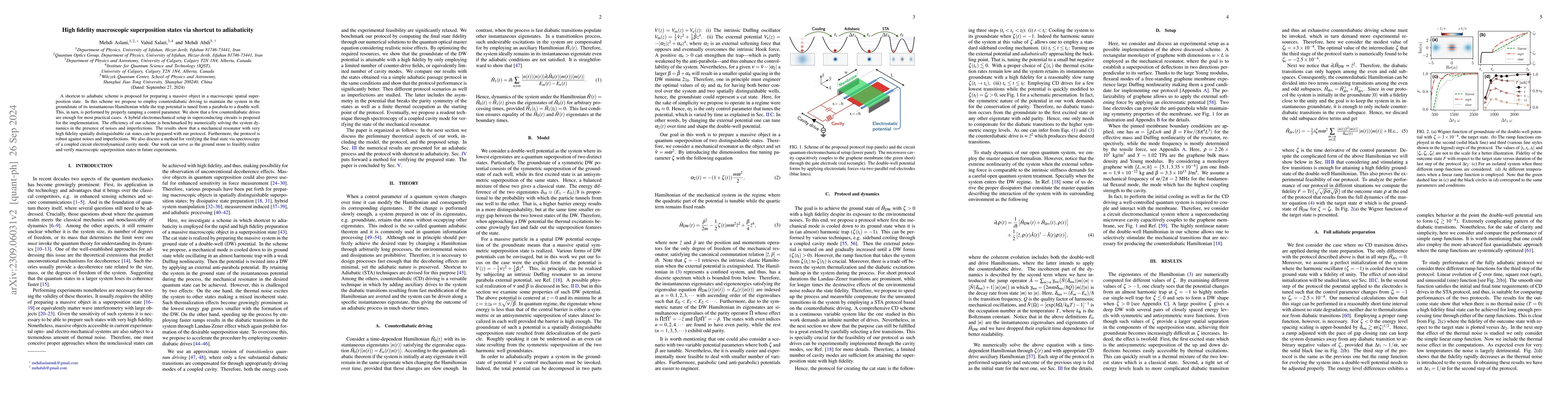 Thumbnail for High fidelity macroscopic superposition states via shortcut to
  adiabaticity