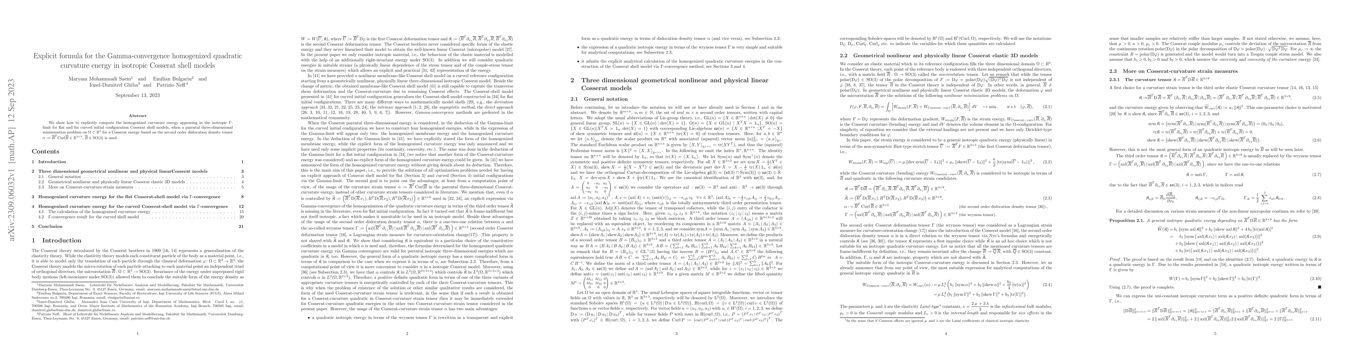 Thumbnail for Explicit formula for the Gamma-convergence homogenized quadratic
  curvature energy in isotropic Cosserat shell models