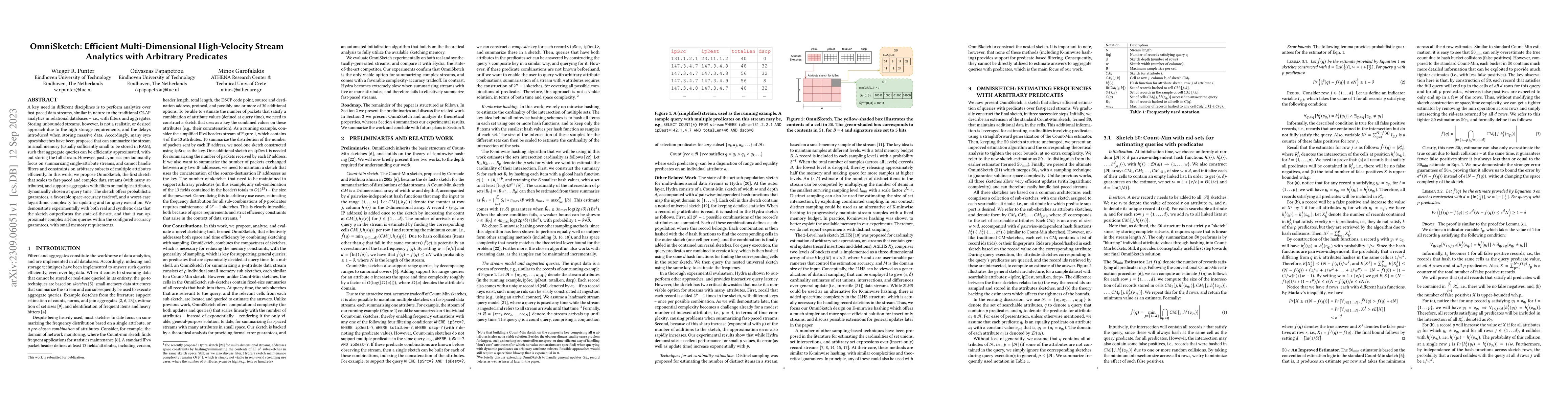 Thumbnail for OmniSketch: Efficient Multi-Dimensional High-Velocity Stream Analytics
  with Arbitrary Predicates