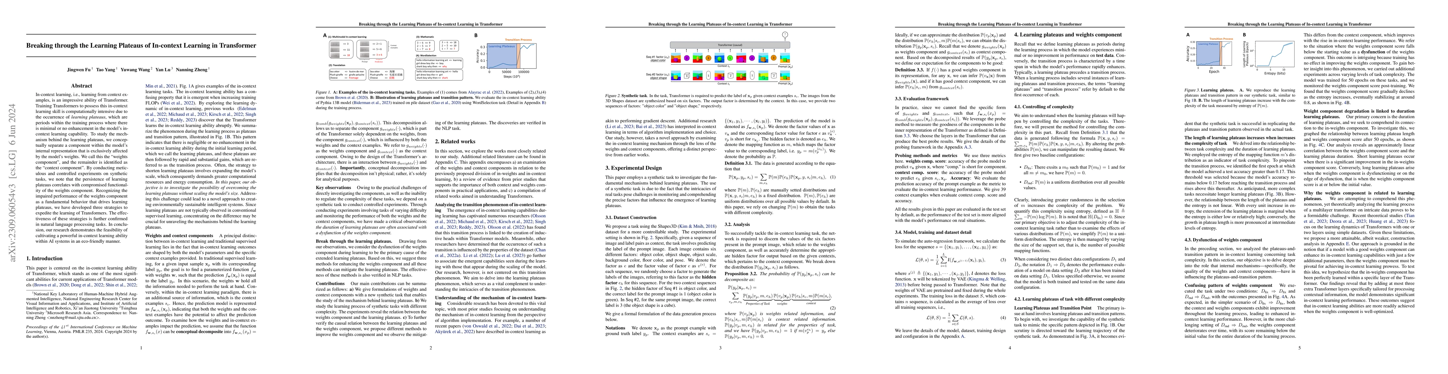 Thumbnail for Breaking through the learning plateaus of in-context learning in
  Transformer