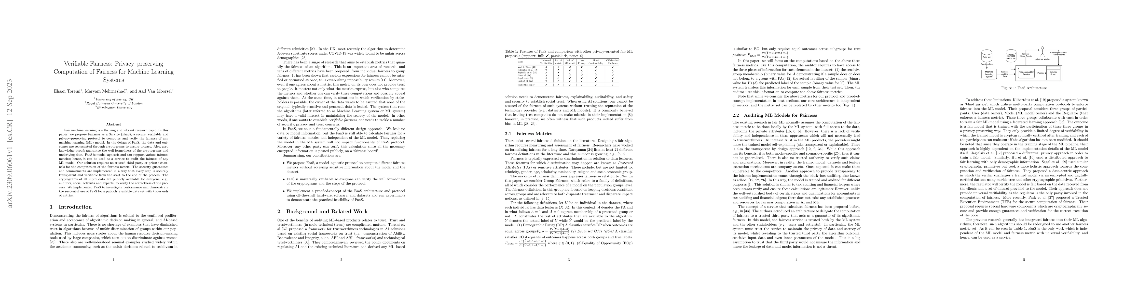 Thumbnail for Verifiable Fairness: Privacy-preserving Computation of Fairness for
  Machine Learning Systems