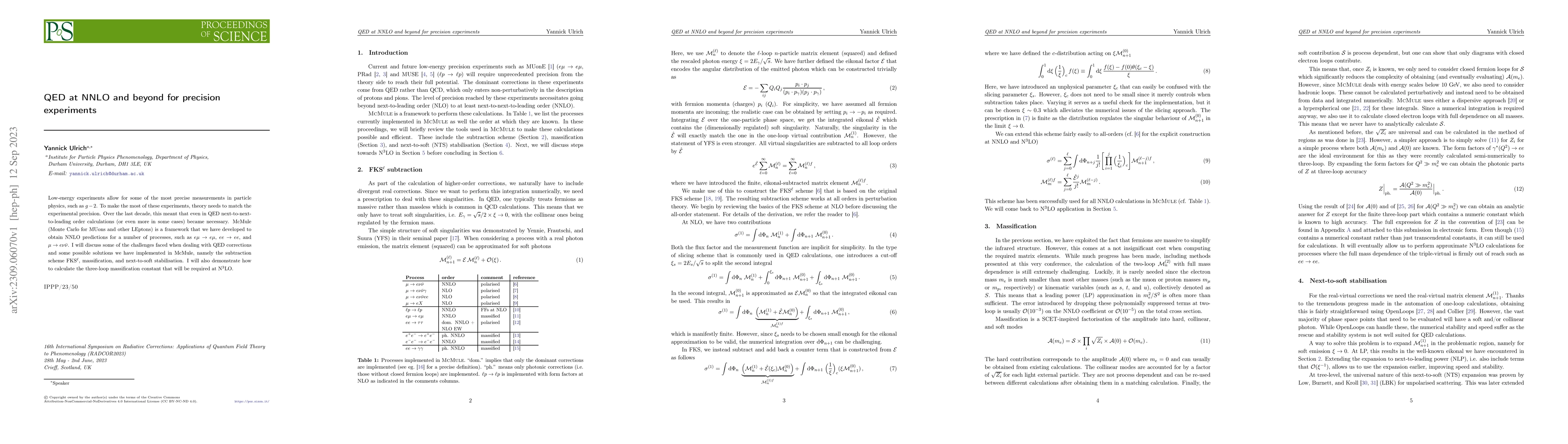 Thumbnail for QED at NNLO and beyond for precision experiments