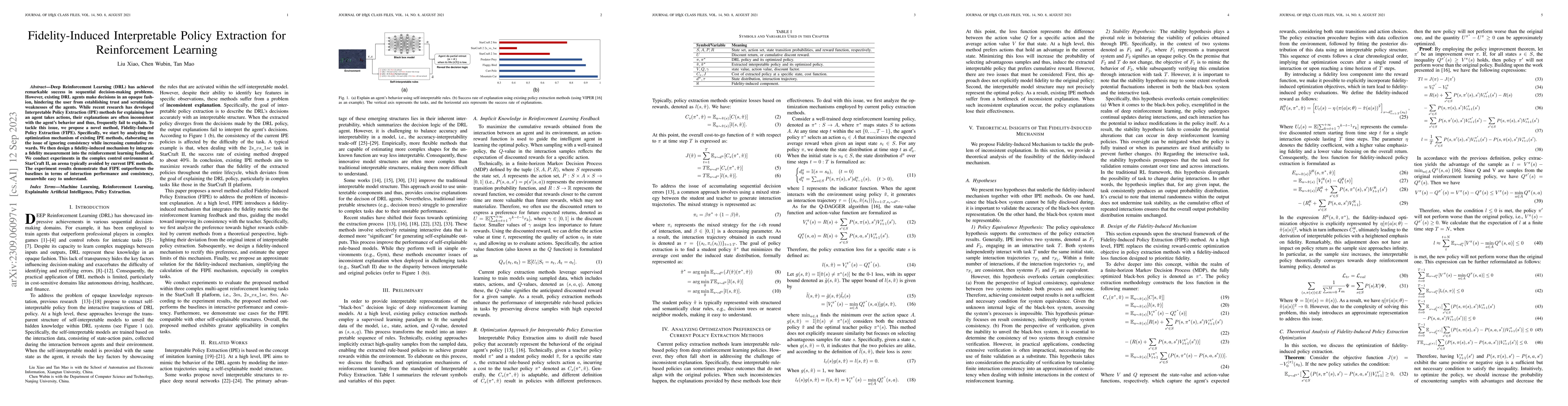 Thumbnail for Fidelity-Induced Interpretable Policy Extraction for Reinforcement
  Learning