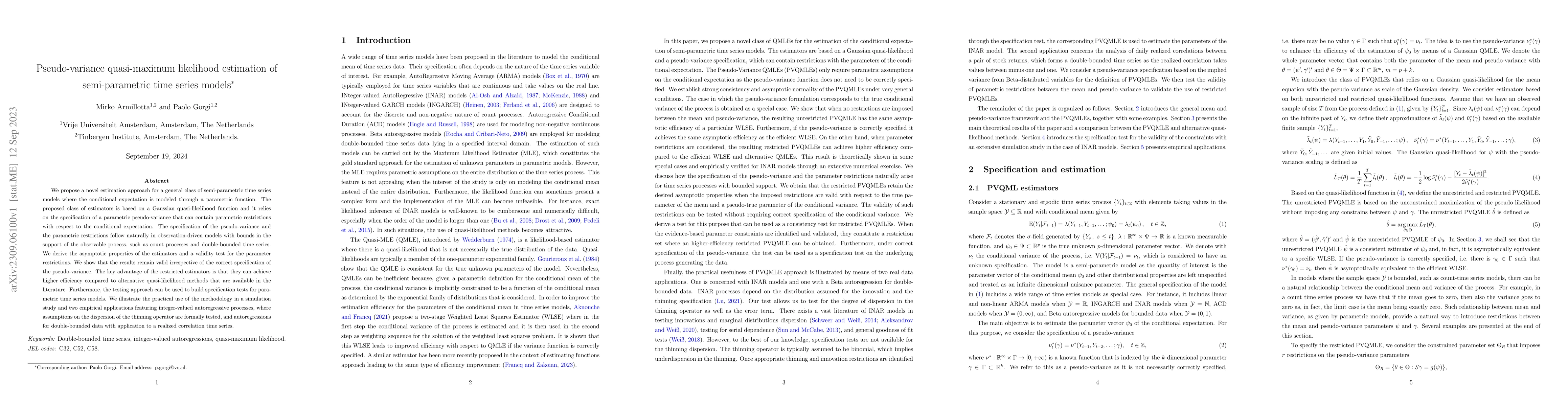 Thumbnail for Pseudo-variance quasi-maximum likelihood estimation of semi-parametric
  time series models