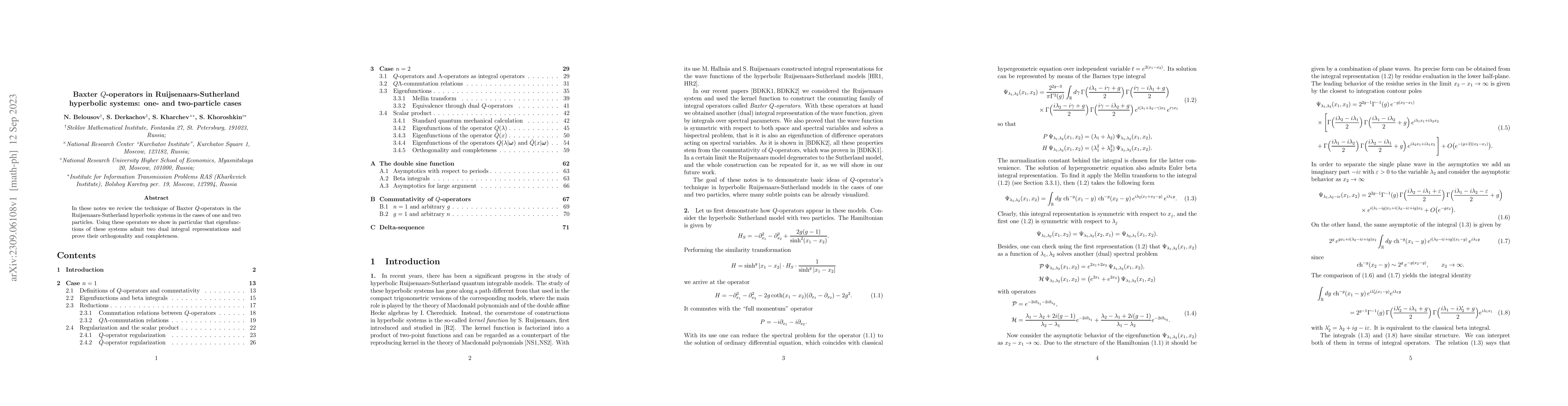Thumbnail for Baxter Q-operators in Ruijsenaars-Sutherland hyperbolic systems: one-
  and two-particle cases