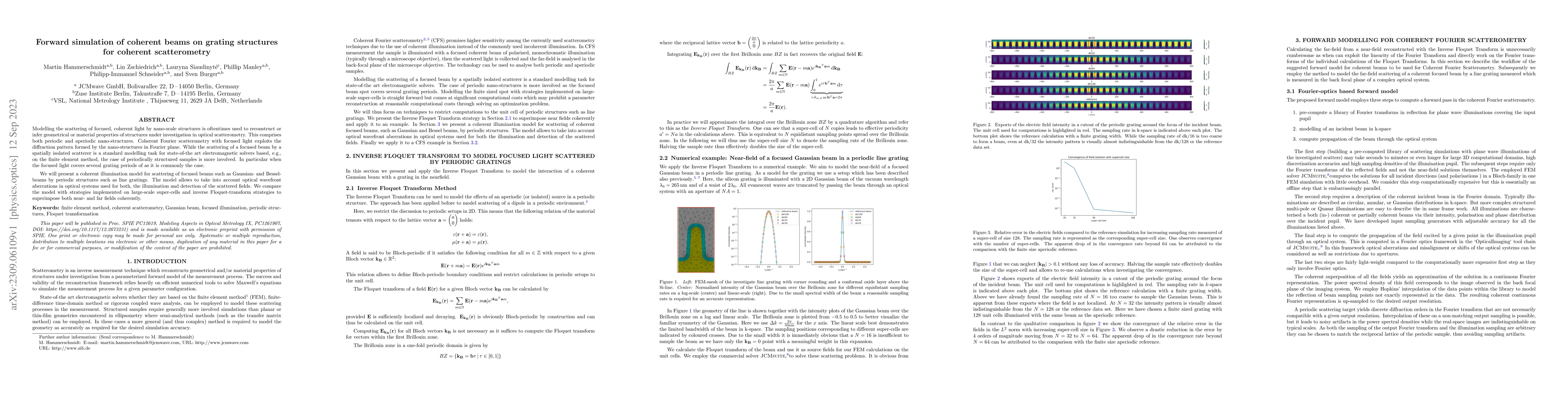 Thumbnail for Forward simulation of coherent beams on grating structures for coherent
  scatterometry