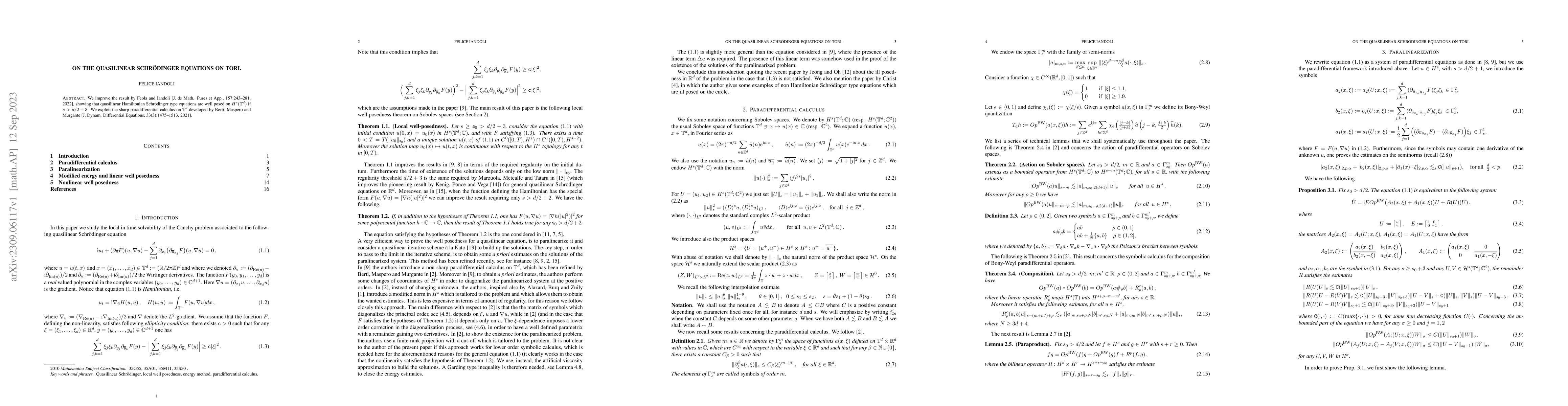 Thumbnail for On the quasilinear Schr\"odinger equations on tori