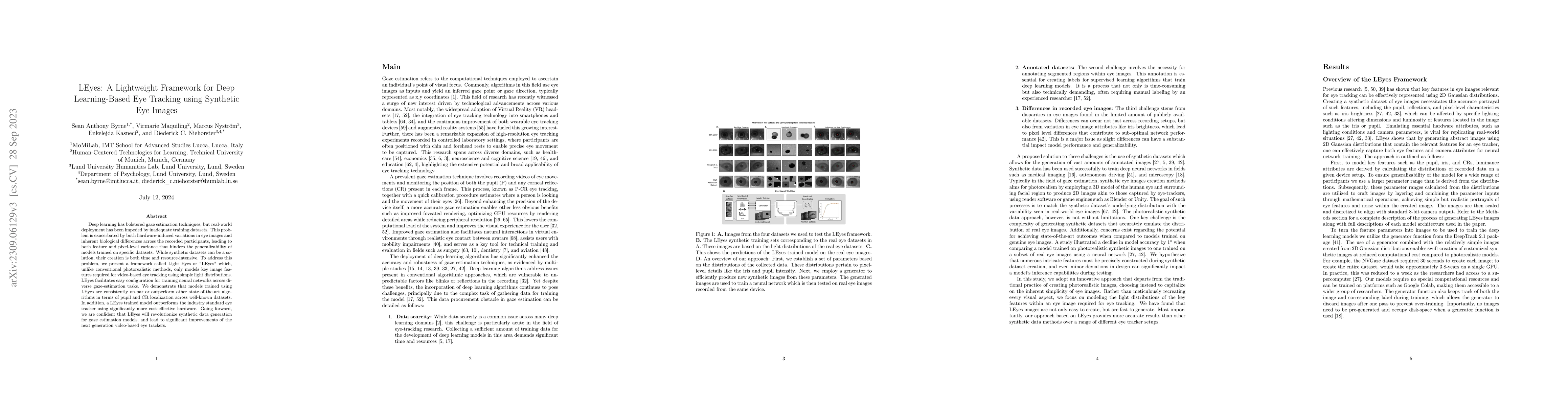 Thumbnail for LEyes: A Lightweight Framework for Deep Learning-Based Eye Tracking
  using Synthetic Eye Images