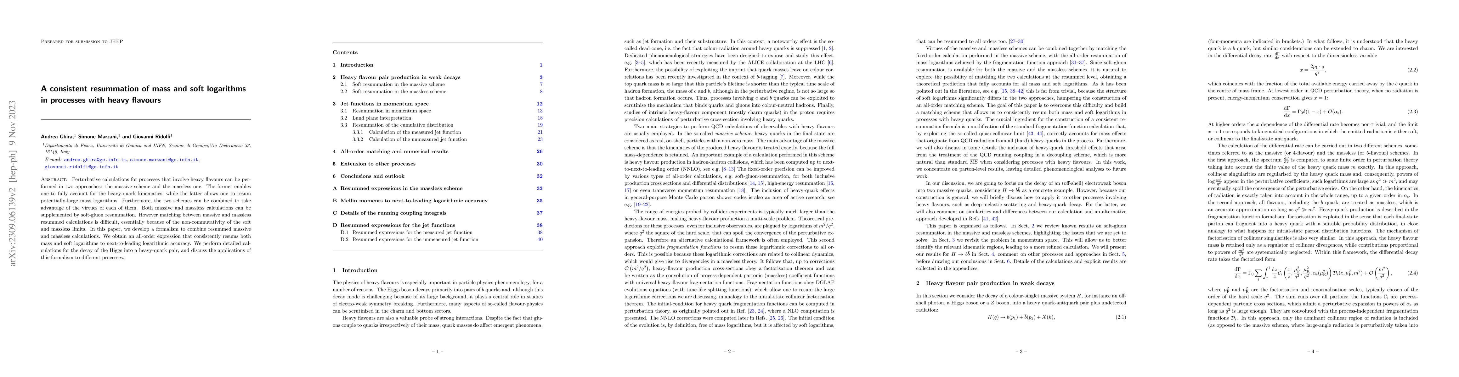 Thumbnail for A consistent resummation of mass and soft logarithms in processes with
  heavy flavours