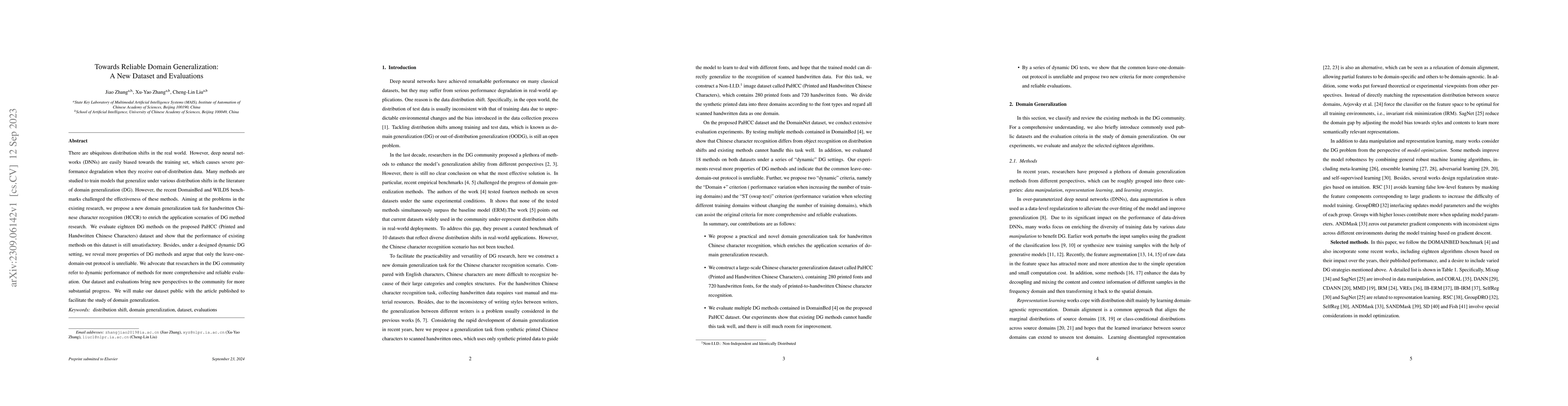 Thumbnail for Towards Reliable Domain Generalization: A New Dataset and Evaluations