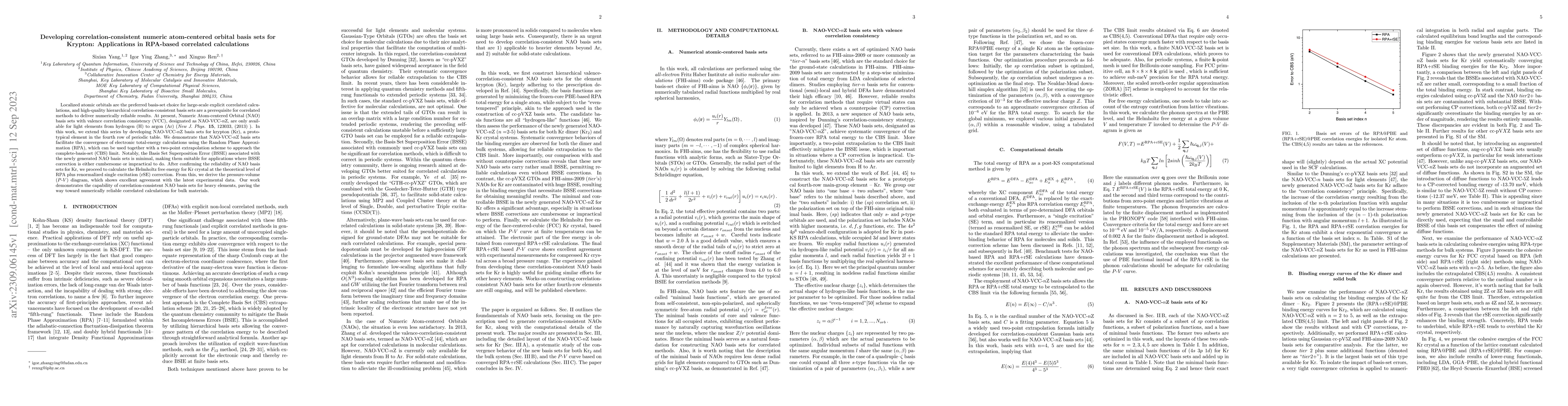 Thumbnail for Developing correlation-consistent numeric atom-centered orbital basis
  sets for Krypton: Applications in RPA-based correlated calculations
