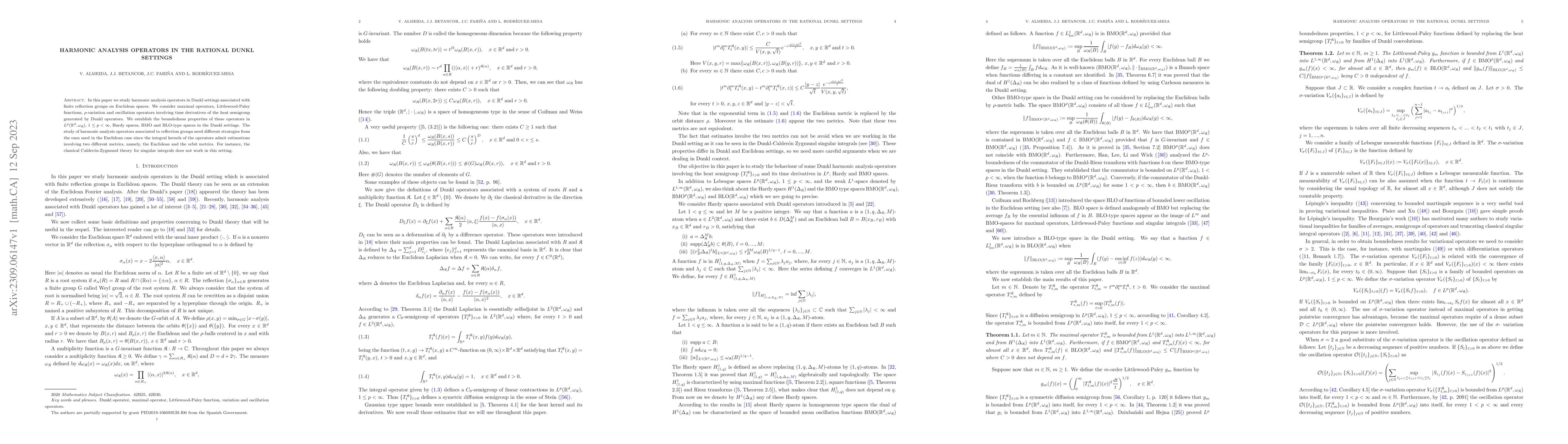 Thumbnail for Harmonic analysis operators in the rational Dunkl settings