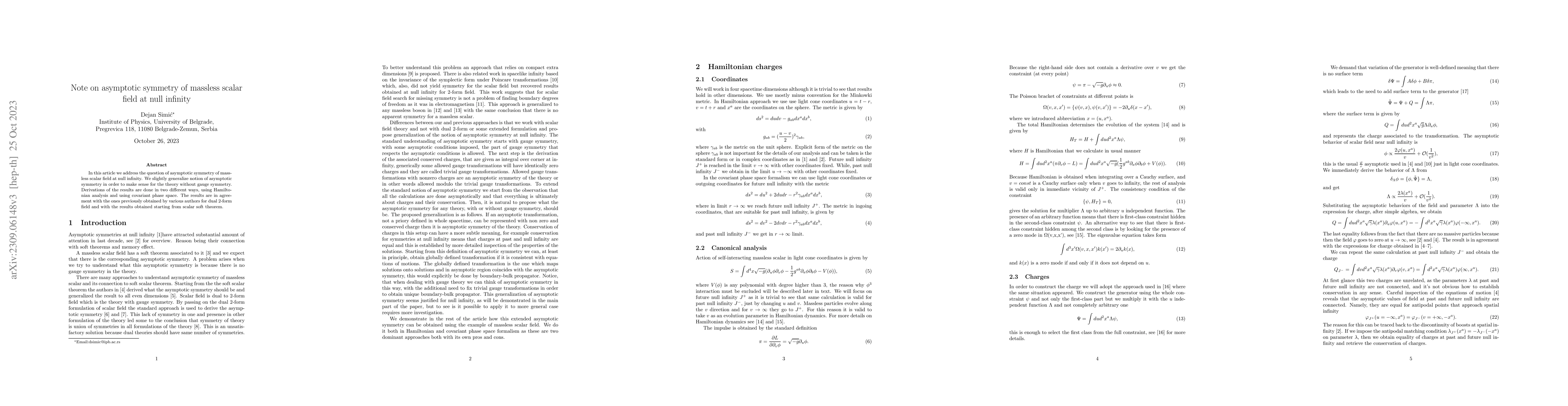 Thumbnail for Note on asymptotic symmetry of massless scalar field at null infinity