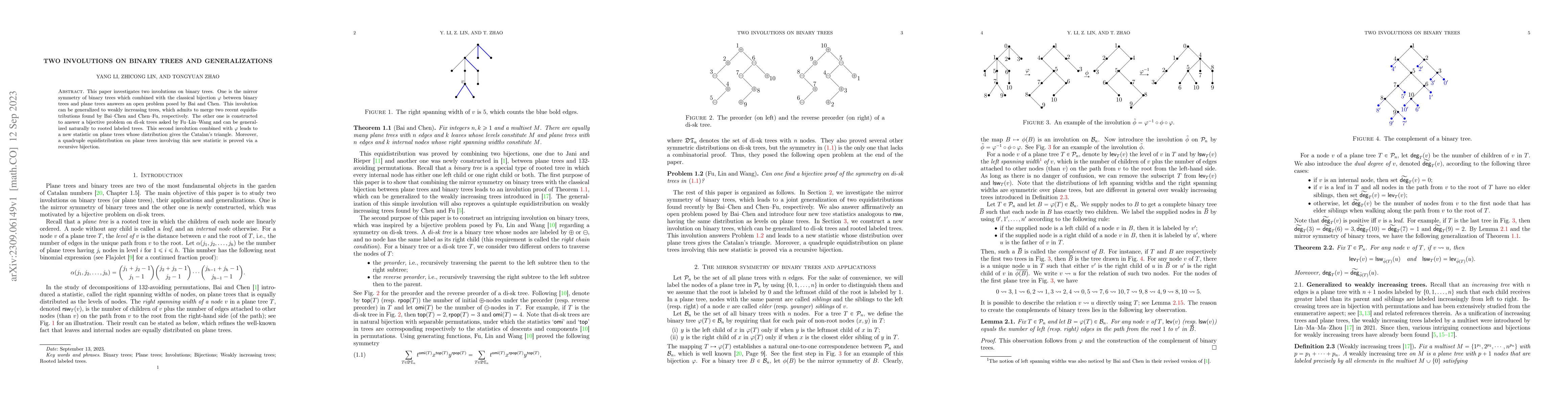 Thumbnail for Two involutions on binary trees and generalizations