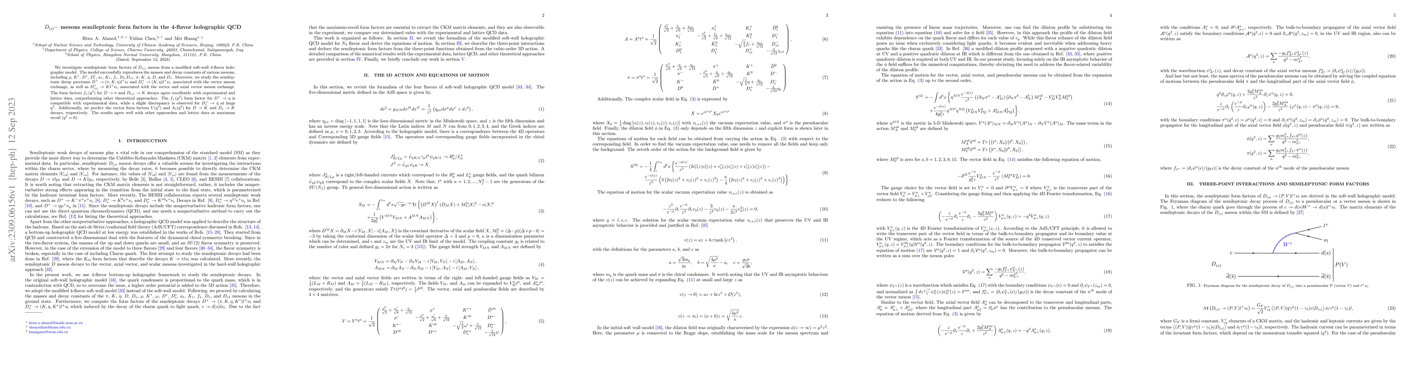 Thumbnail for $D_{(s)}-$ mesons semileptonic form factors in the 4-flavor holographic
  QCD