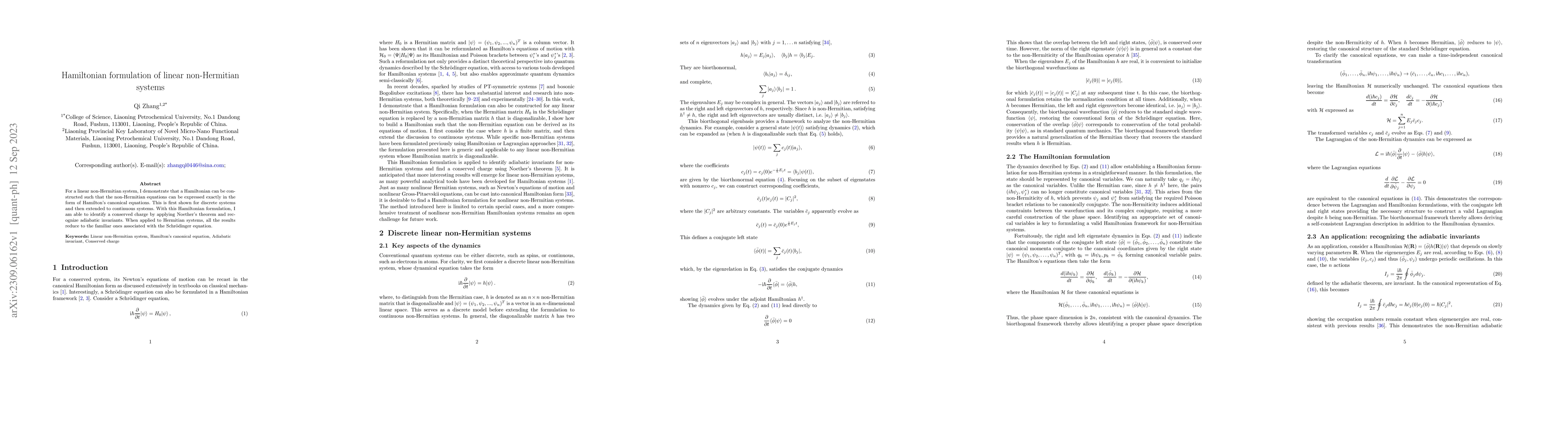 Thumbnail for Hamiltonian formulation of linear non-Hermitian systems