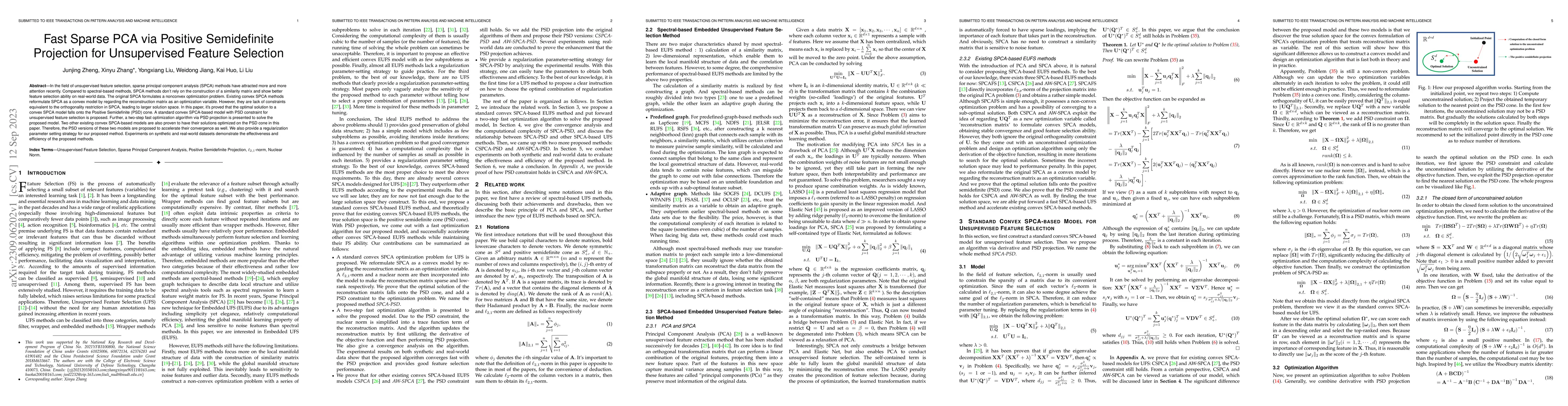 Thumbnail for Fast Sparse PCA via Positive Semidefinite Projection for Unsupervised
  Feature Selection