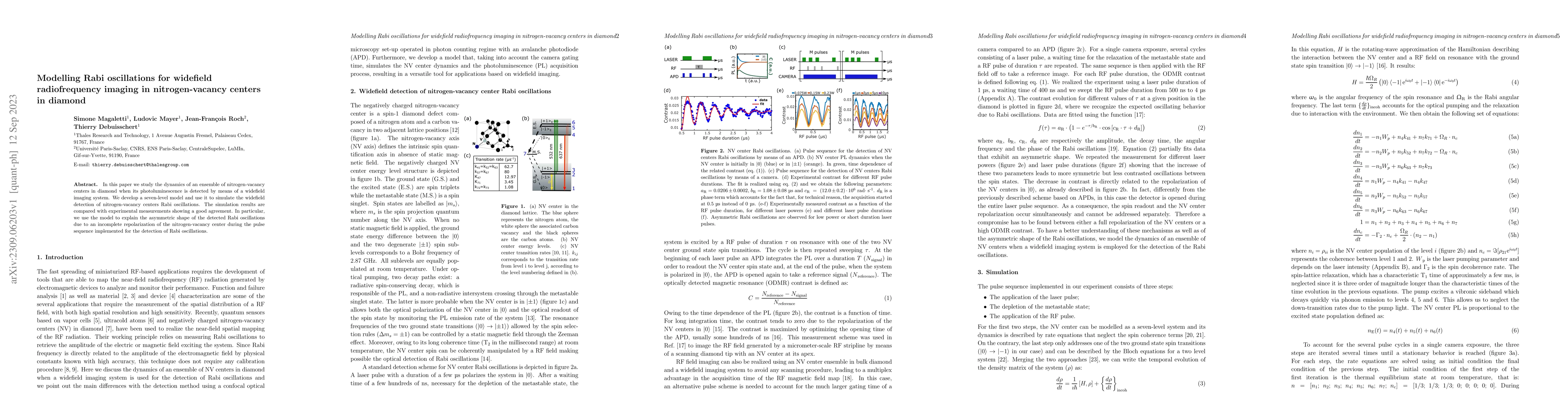 Thumbnail for Modelling Rabi oscillations for widefield radiofrequency imaging in
  nitrogen-vacancy centers in diamond