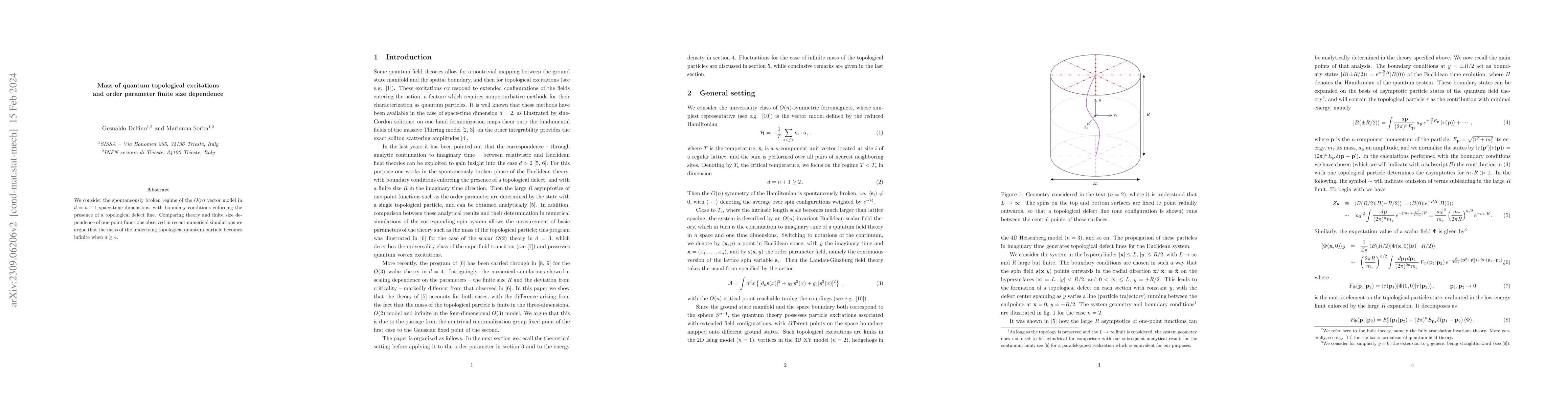 Thumbnail for Mass of quantum topological excitations and order parameter finite size
  dependence