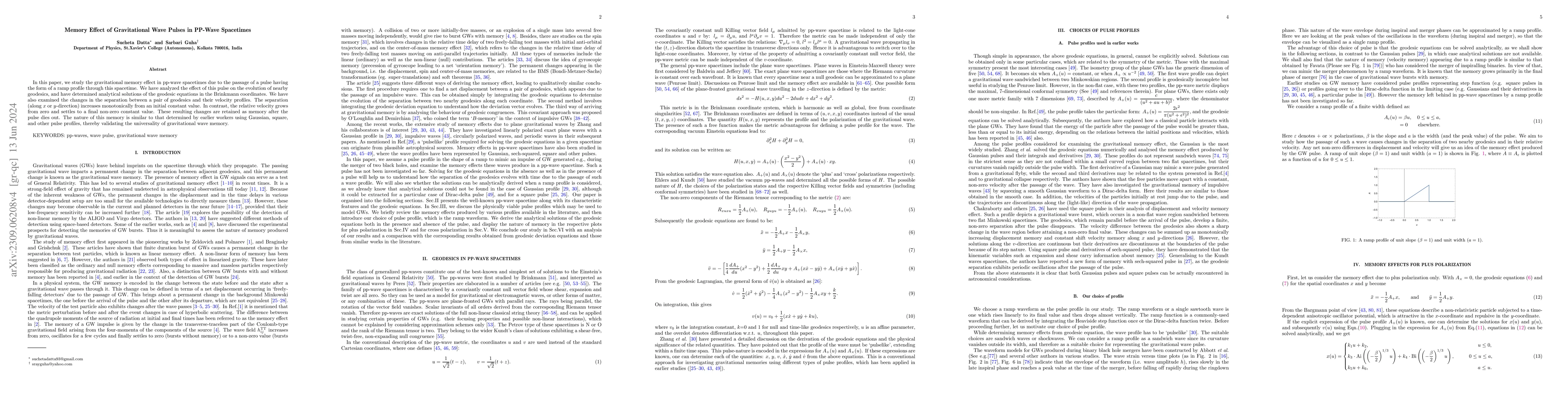 Thumbnail for Memory Effect of Gravitational Wave Pulses in PP-Wave Spacetimes