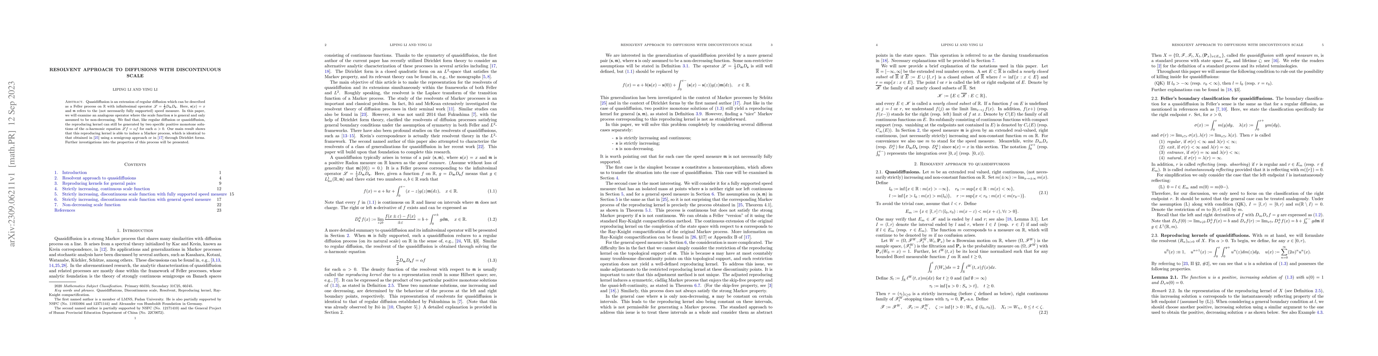 Thumbnail for Resolvent approach to diffusions with discontinuous scale