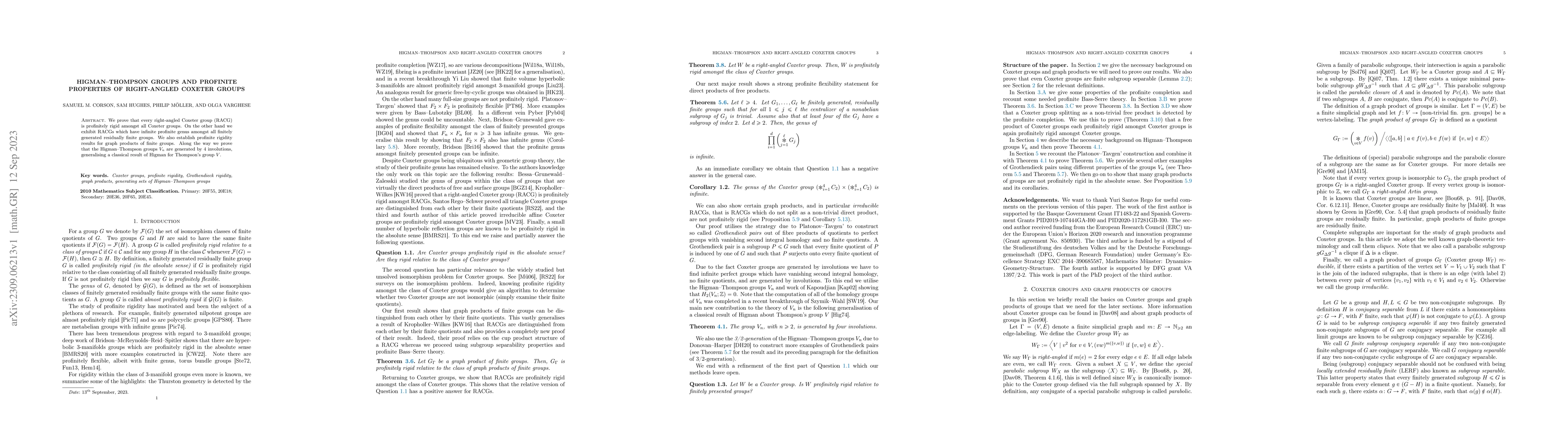 Thumbnail for Higman-Thompson groups and profinite properties of right-angled Coxeter
  groups