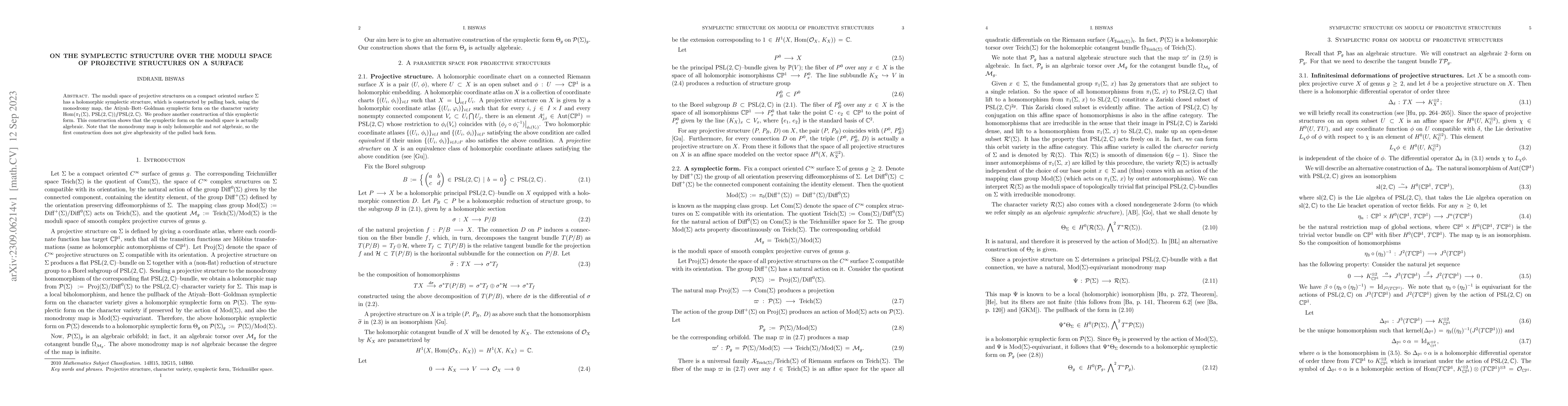 Thumbnail for On the symplectic structure over the moduli space of projective
  structures on a surface