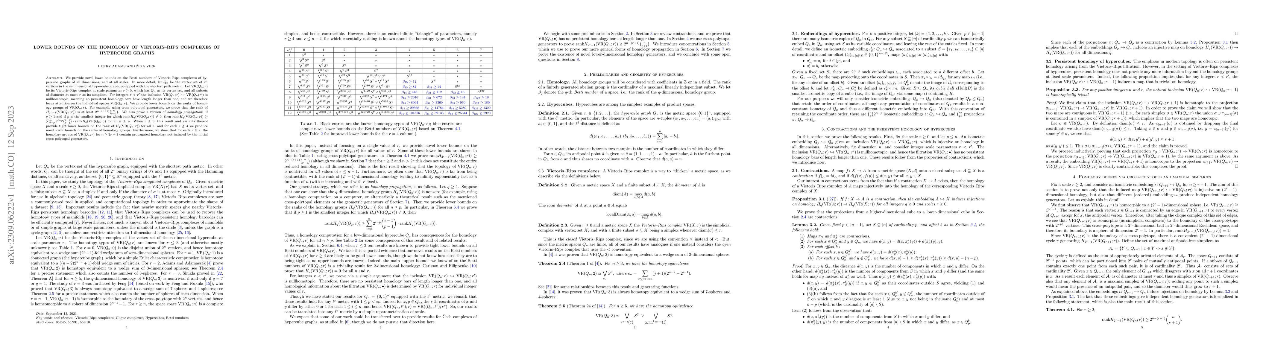 Thumbnail for Lower bounds on the homology of Vietoris-Rips complexes of hypercube
  graphs