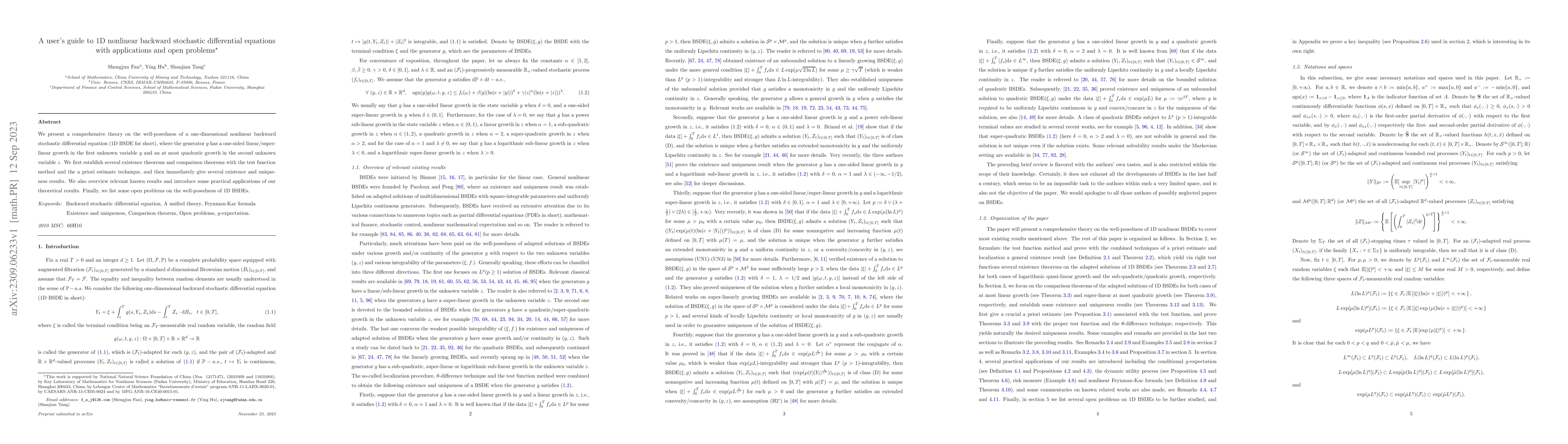 Thumbnail for A user's guide to 1D nonlinear backward stochastic differential
  equations with applications and open problems