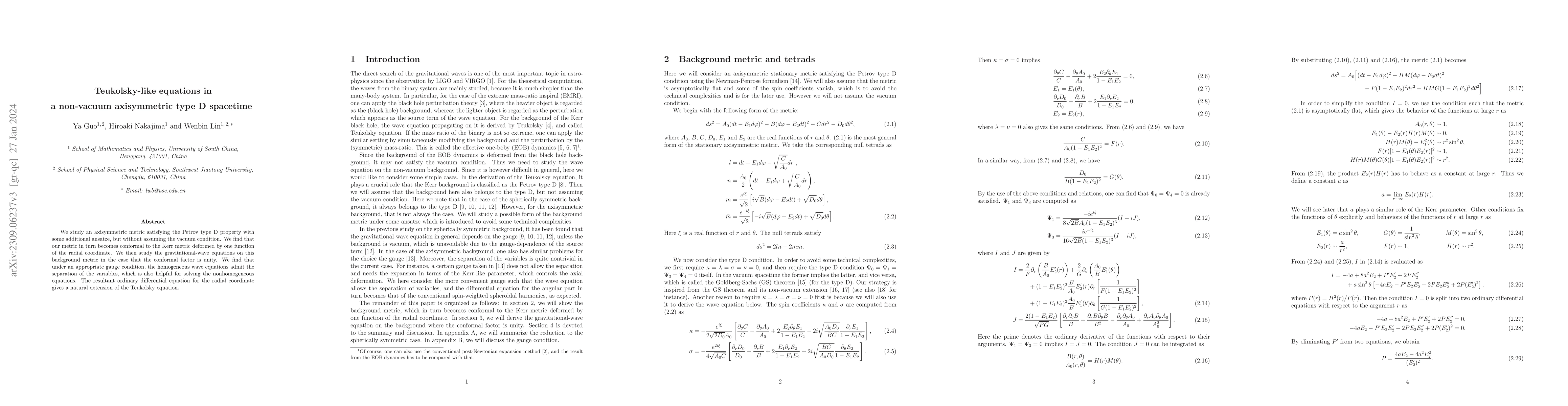 Thumbnail for Teukolsky-like equations in a non-vacuum axisymmetric type D spacetime