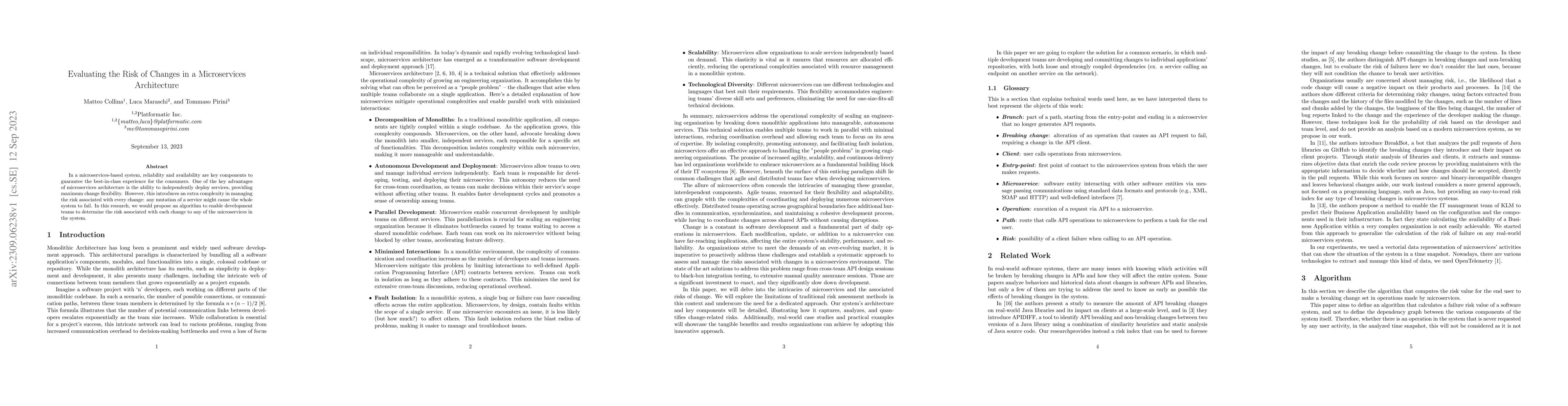 Thumbnail for Evaluating the Risk of Changes in a Microservices Architecture
