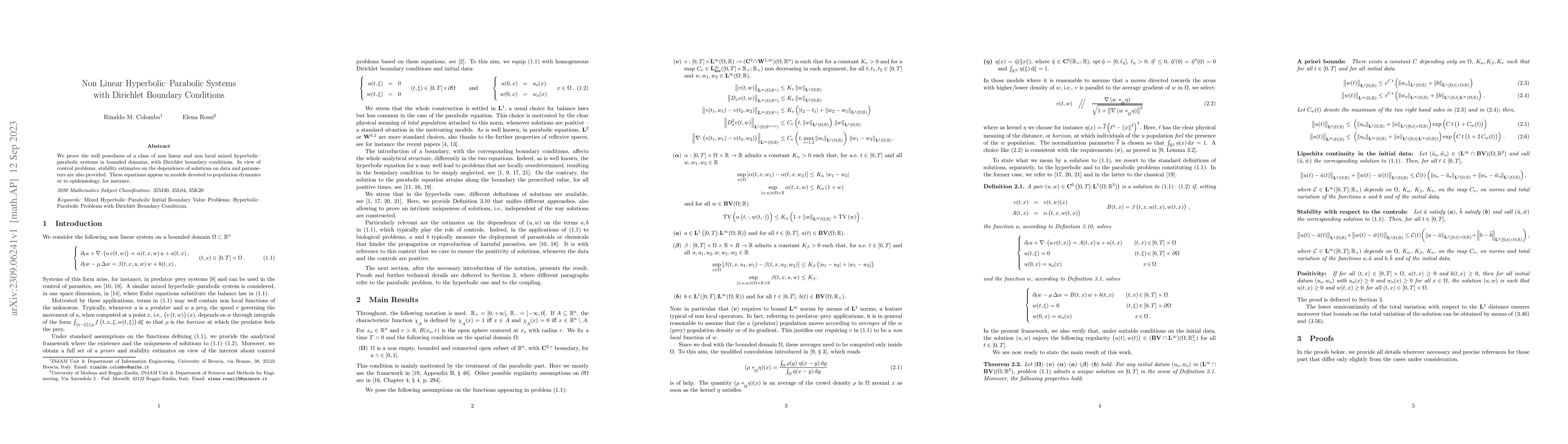 Thumbnail for Non Linear Hyperbolic-Parabolic Systems with Dirichlet Boundary
  Conditions
