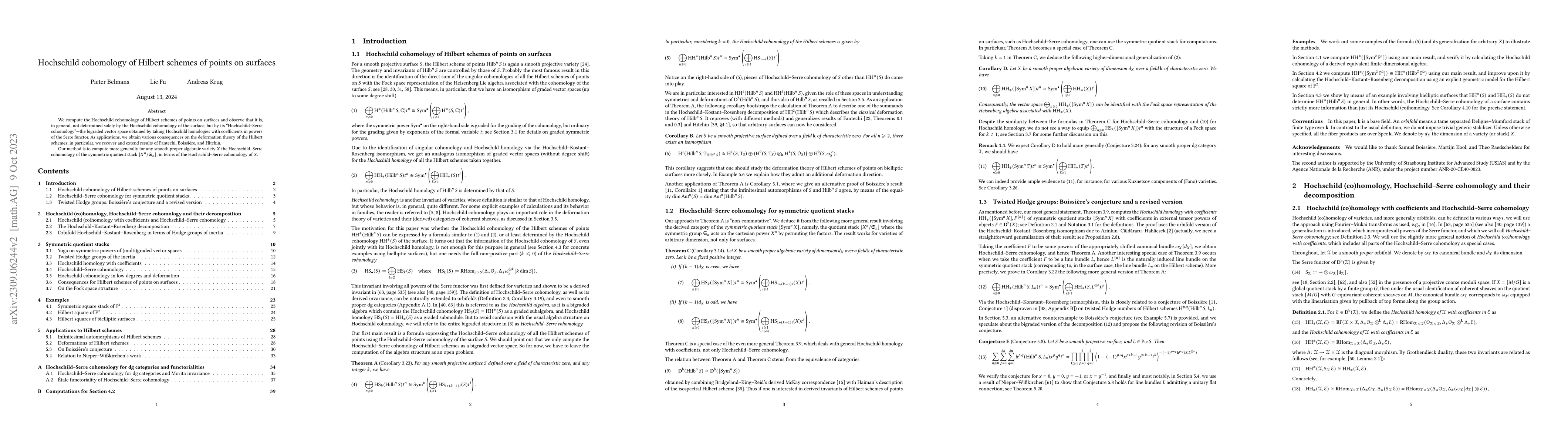 Thumbnail for Hochschild cohomology of Hilbert schemes of points on surfaces