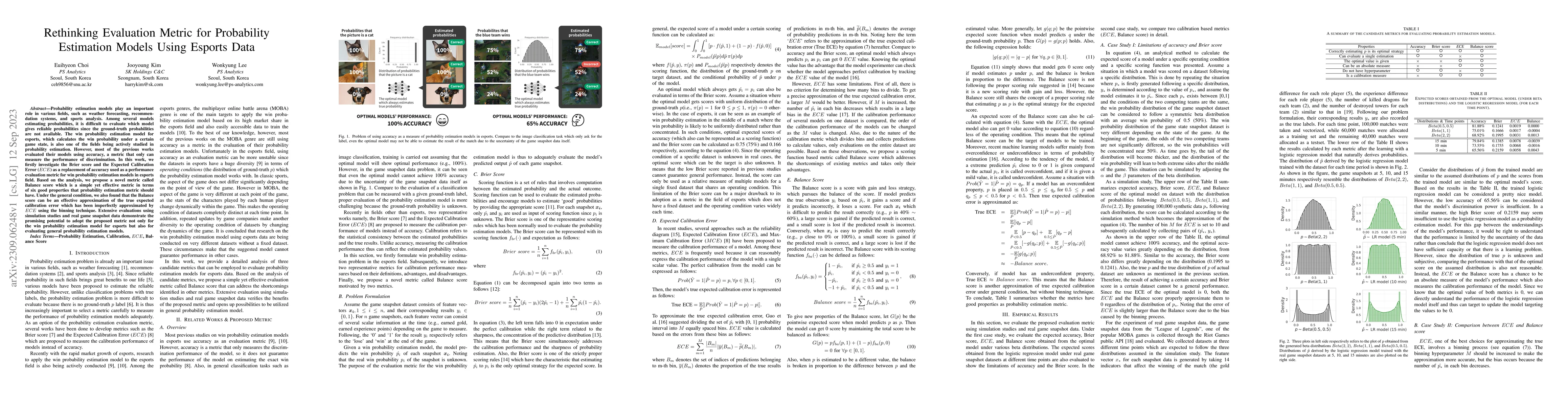 Thumbnail for Rethinking Evaluation Metric for Probability Estimation Models Using
  Esports Data