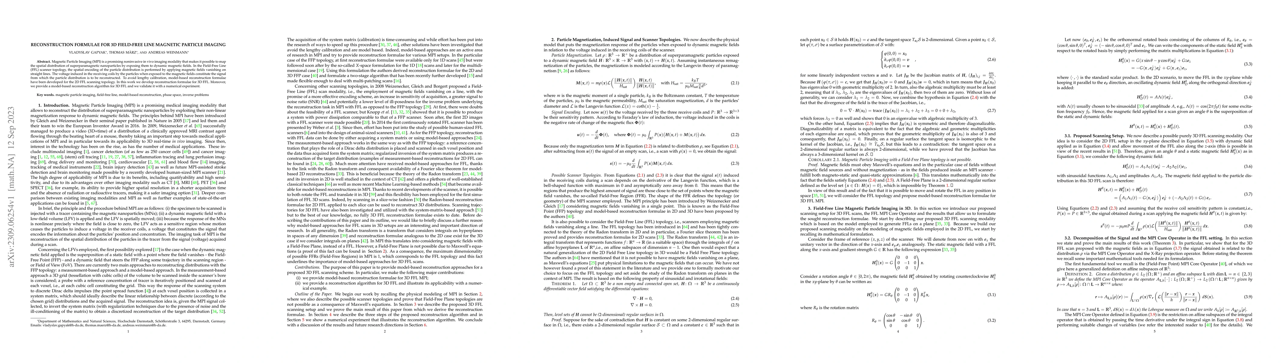 Thumbnail for Reconstruction Formulae for 3D Field-Free Line Magnetic Particle Imaging