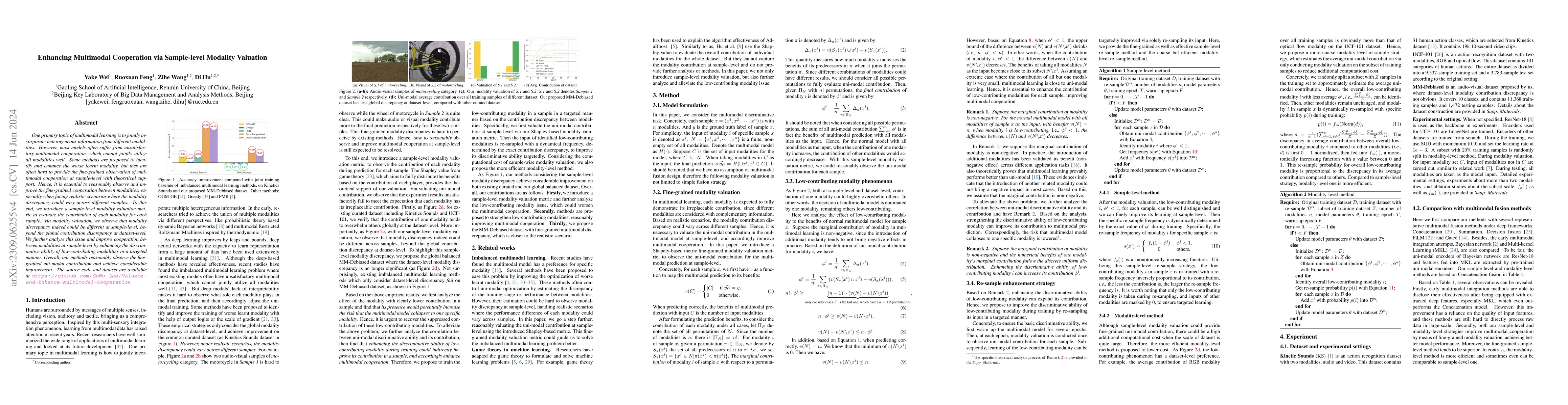 Thumbnail for Enhancing multimodal cooperation via sample-level modality valuation