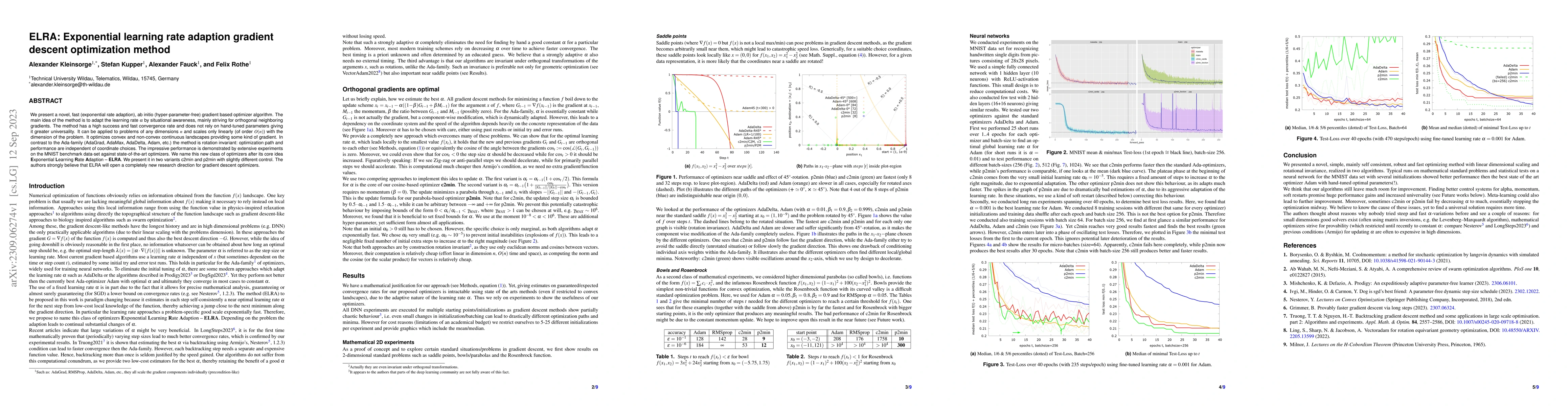 Thumbnail for ELRA: Exponential learning rate adaption gradient descent optimization
  method