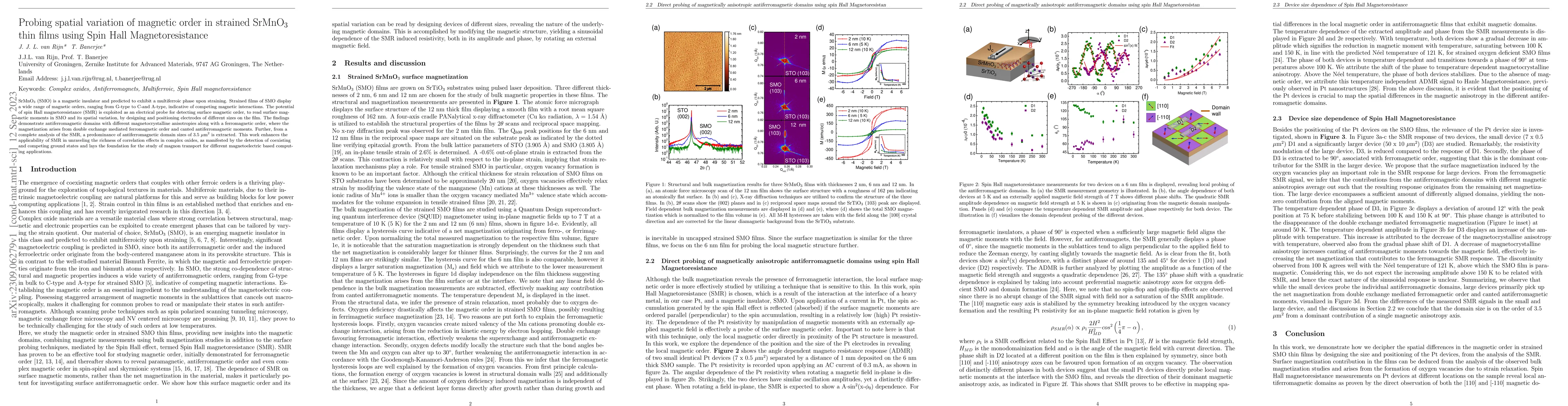 Thumbnail for Probing spatial variation of magnetic order in strained SrMnO$_3$ thin
  films using Spin Hall Magnetoresistance