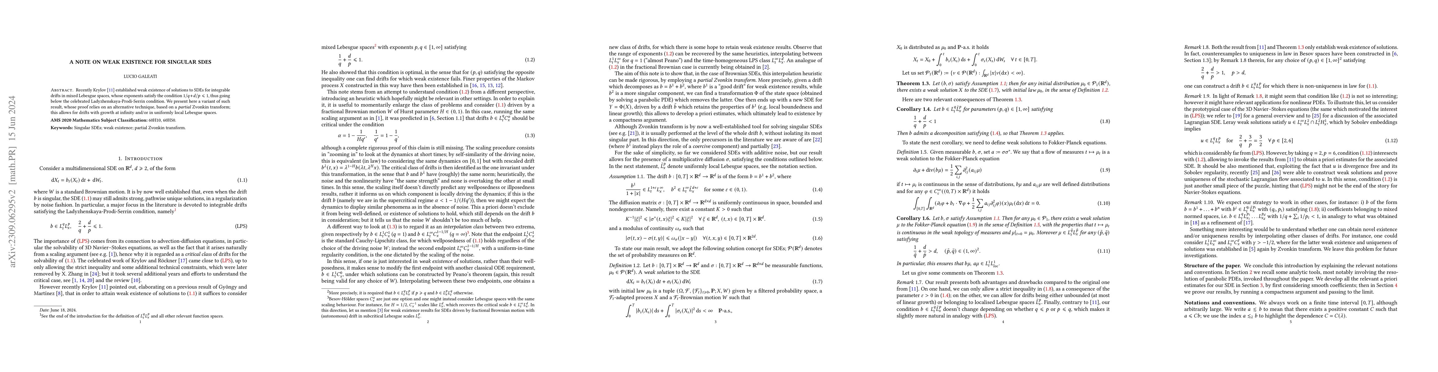 Thumbnail for A note on weak existence for singular SDEs