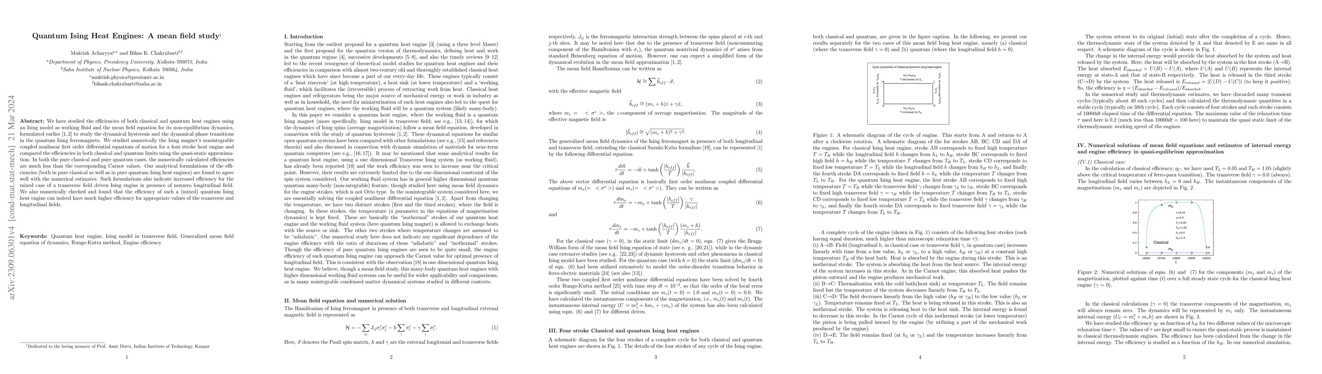Thumbnail for Quantum Ising Heat Engines: A mean field study