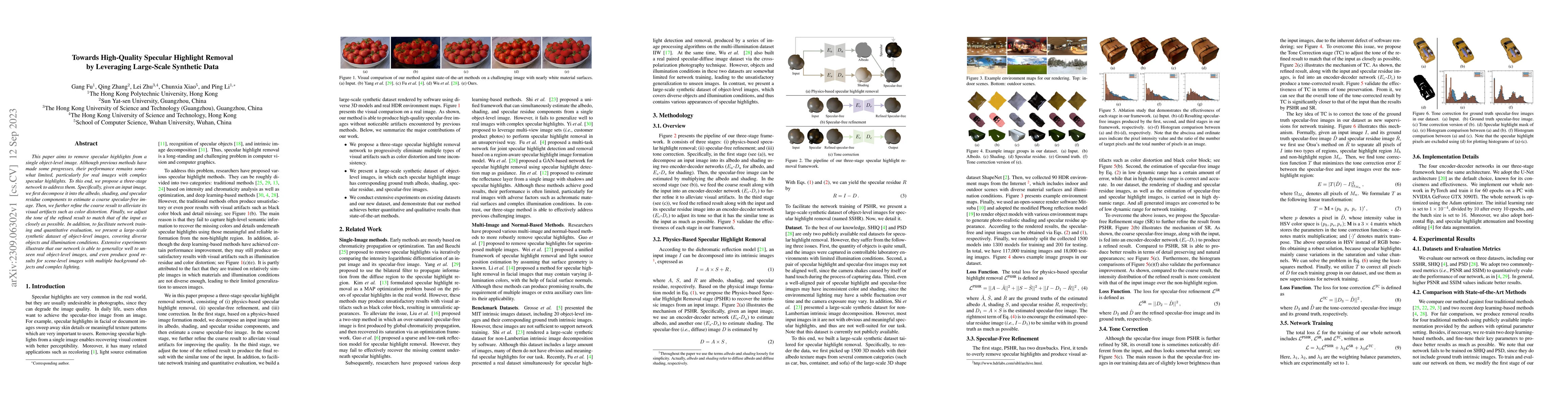 Thumbnail for Towards High-Quality Specular Highlight Removal by Leveraging
  Large-Scale Synthetic Data