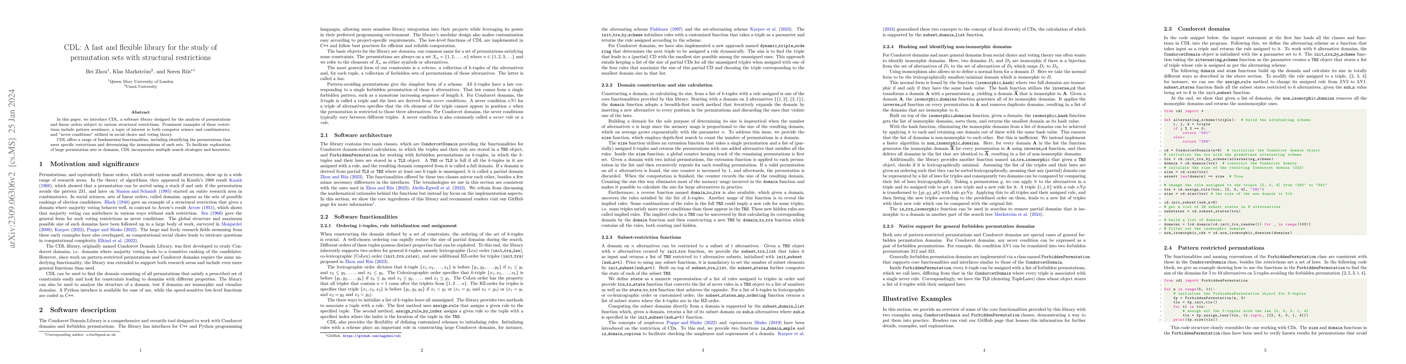 Thumbnail for CDL: A fast and flexible library for the study of permutation sets with
  structural restrictions