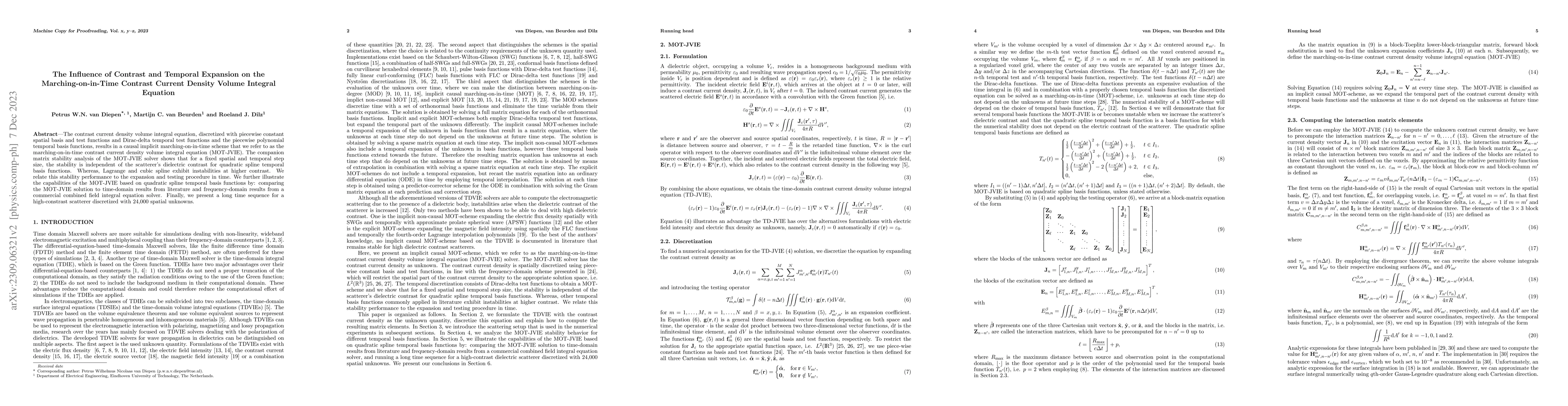 Thumbnail for The Influence of Contrast and Temporal Expansion on the
  Marching-on-in-Time Contrast Current Density Volume Integral Equation