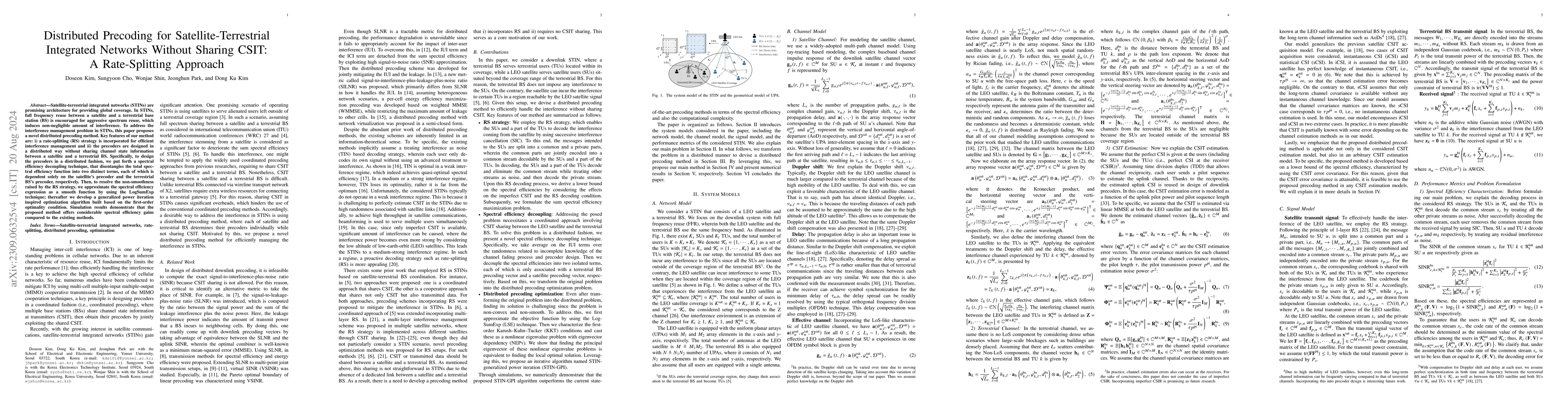 Thumbnail for Distributed Precoding for Satellite-Terrestrial Integrated Networks
  Without Sharing CSIT: A Rate-Splitting Approach