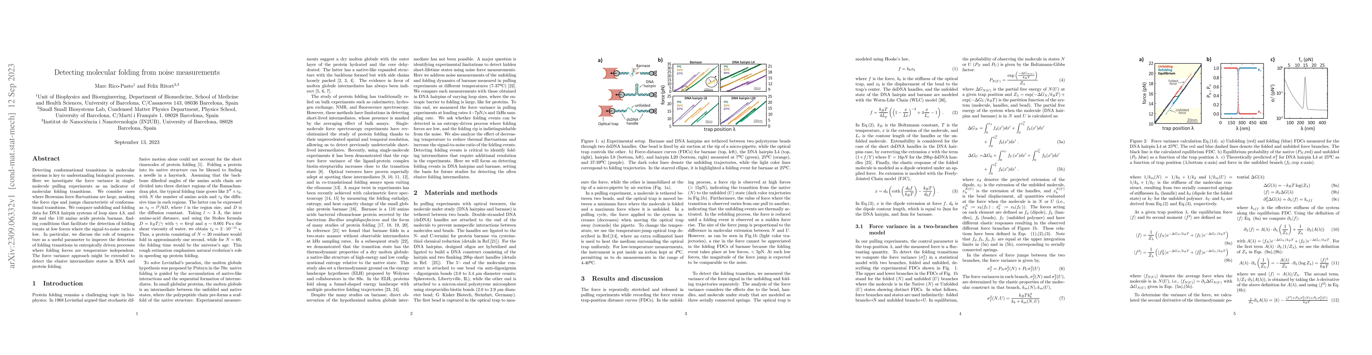 Thumbnail for Detecting molecular folding from noise measurements