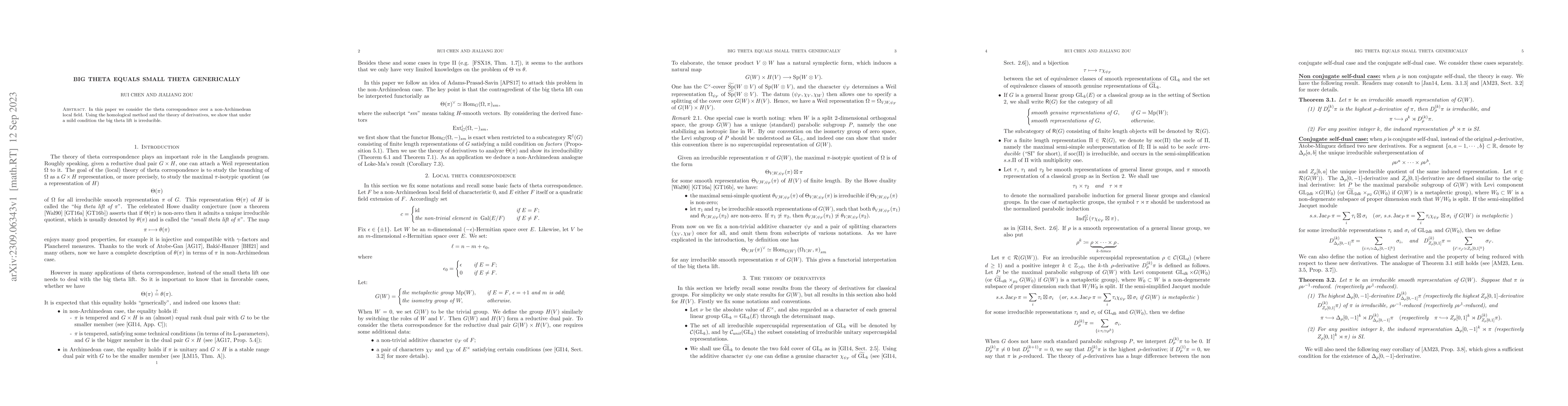 Thumbnail for Big Theta equals small theta generically