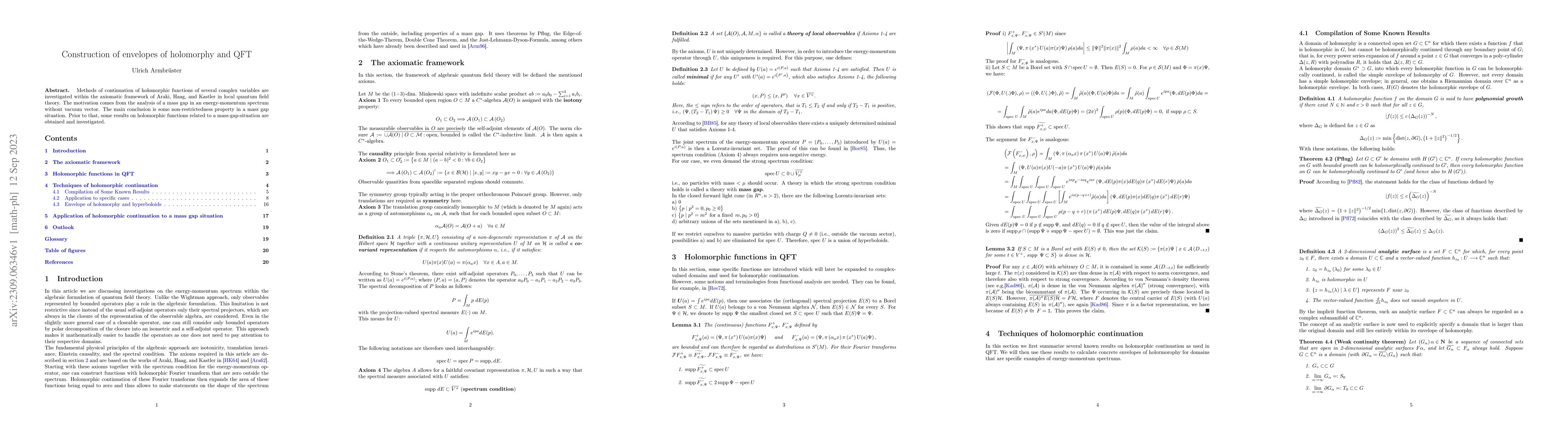 Thumbnail for Construction of envelopes of holomorphy and QFT