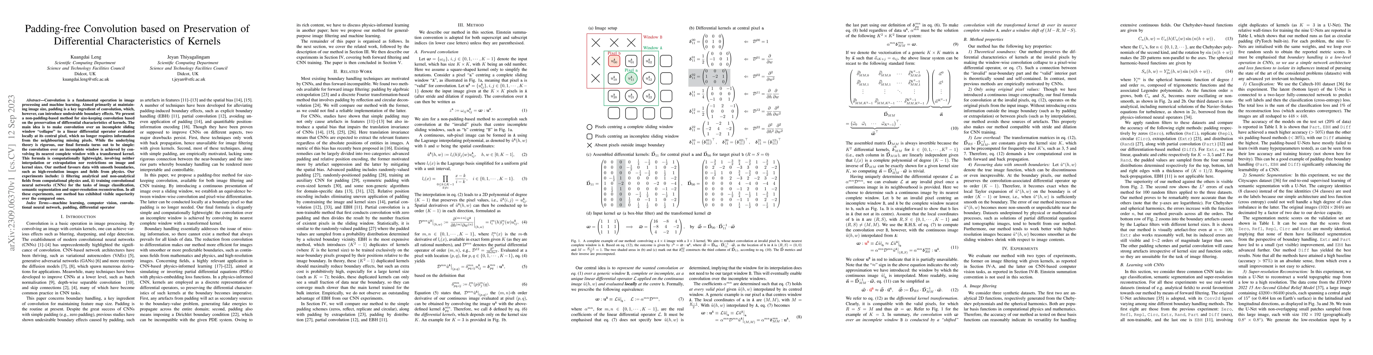 Thumbnail for Padding-free Convolution based on Preservation of Differential
  Characteristics of Kernels