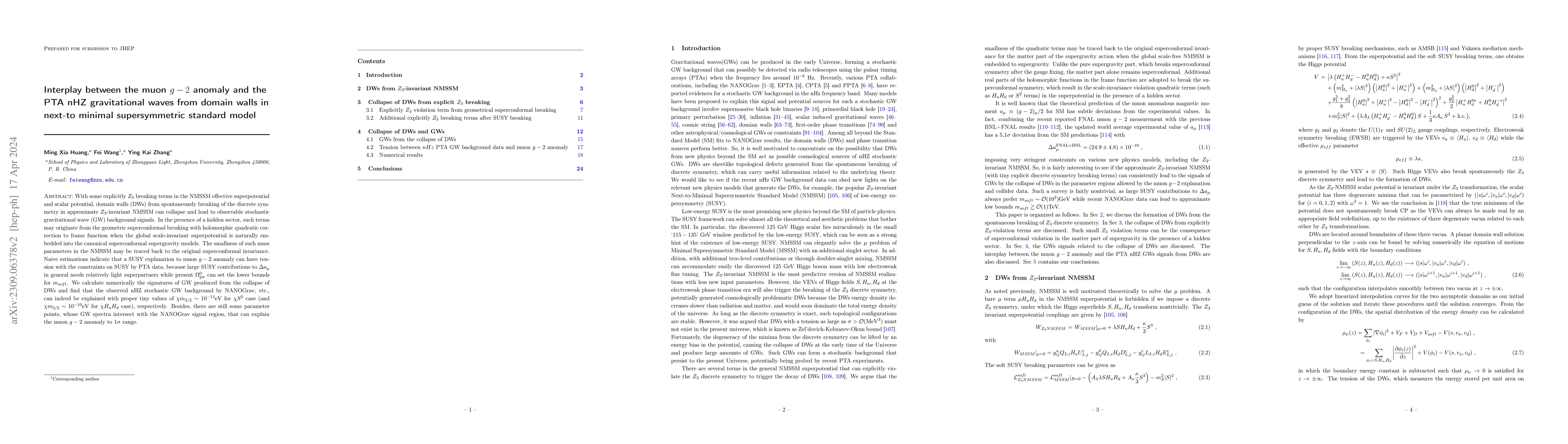Thumbnail for Interplay between the muon $g-2$ anomaly and the PTA nHZ gravitational
  waves from domain walls in next-to minimal supersymmetric standard model